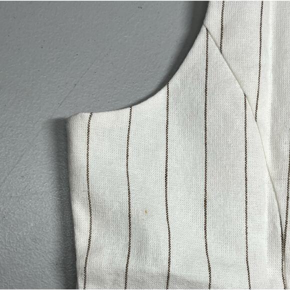 J Crew Striped Linen Blend Vest Womens 10 Ivory Camel Tailored Button V Neck - Picture 3 of 7